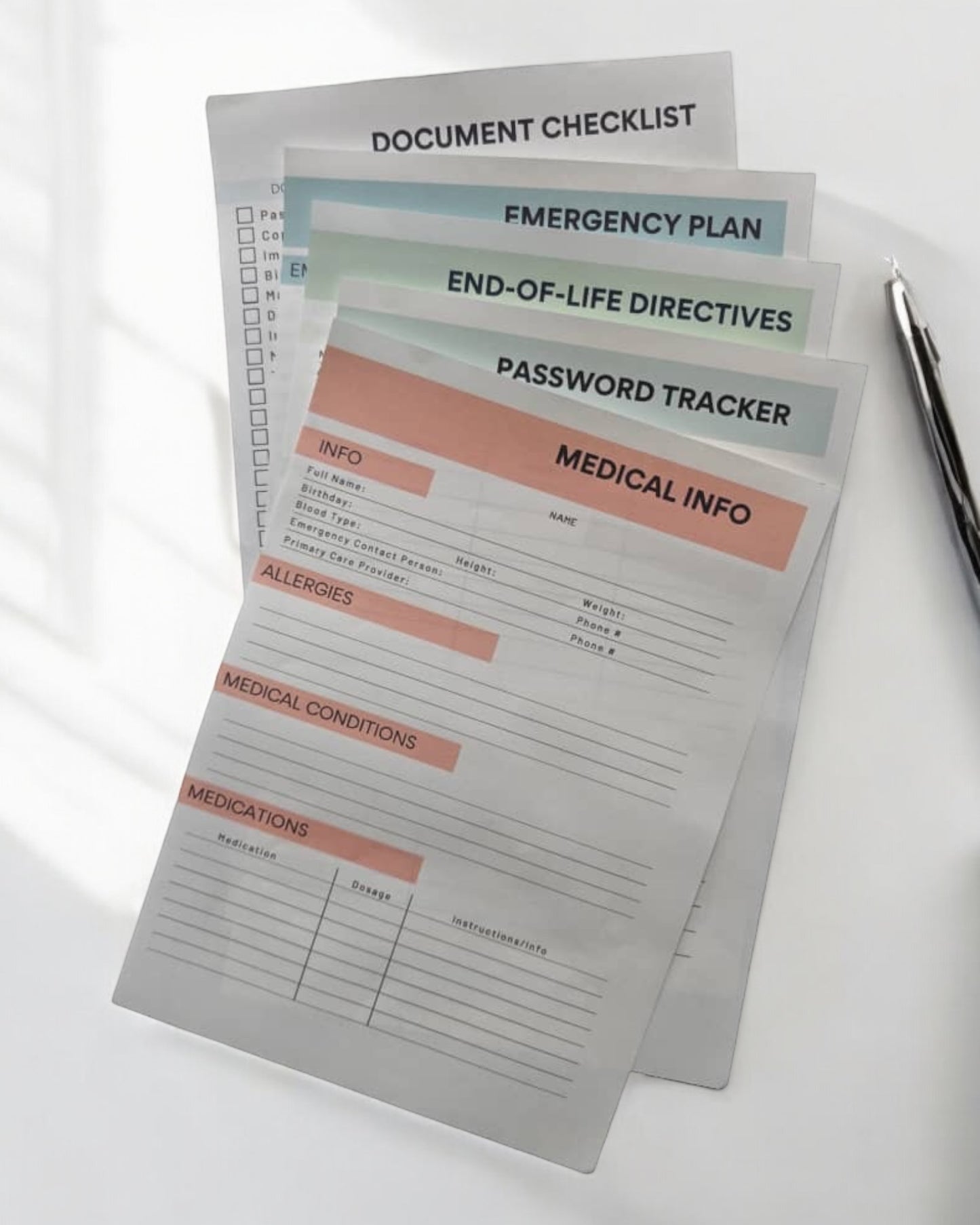 Important info documents digital download pack