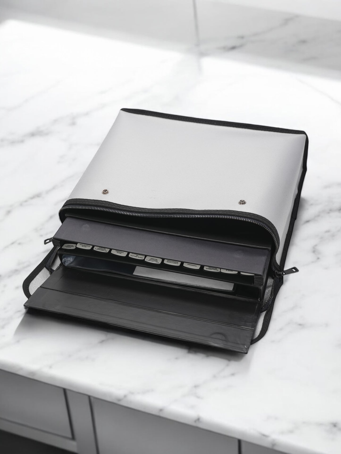 Fireproof document storage bag.
